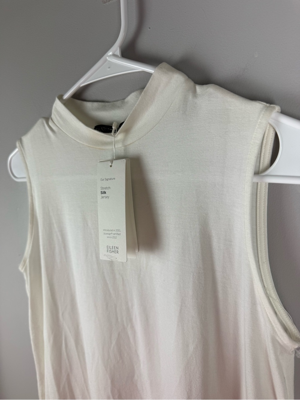 Eileen Fisher Womens White Scoop Mock Neck Tunic Short Sleeve Dress SZ XXS New